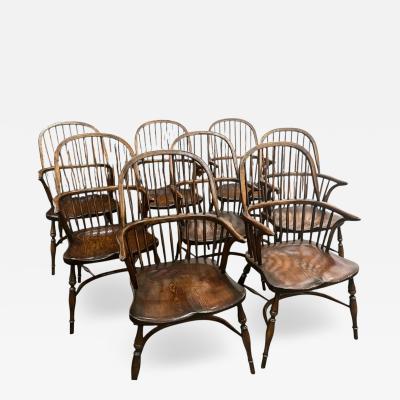 Set of 8 English Windsor Armchairs
