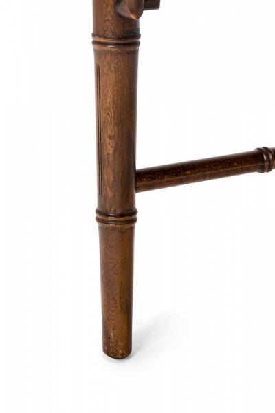 Set of 8 Faux Bamboo Lattice Back Gold and Red Herringbone Side Chairs