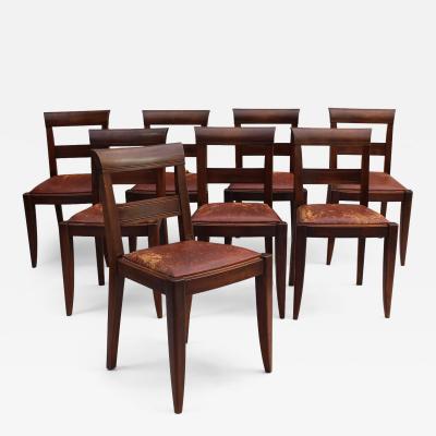Set of 8 Fine French 1930s Mahogany Dining Chairs
