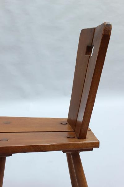 Set of 8 Fine French 1950s Beech Dining Chairs