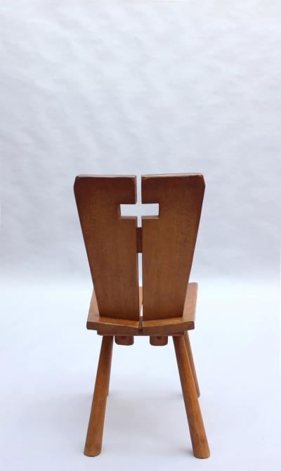 Set of 8 Fine French 1950s Beech Dining Chairs