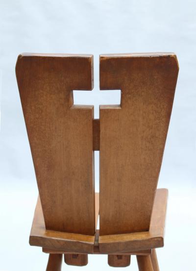 Set of 8 Fine French 1950s Beech Dining Chairs