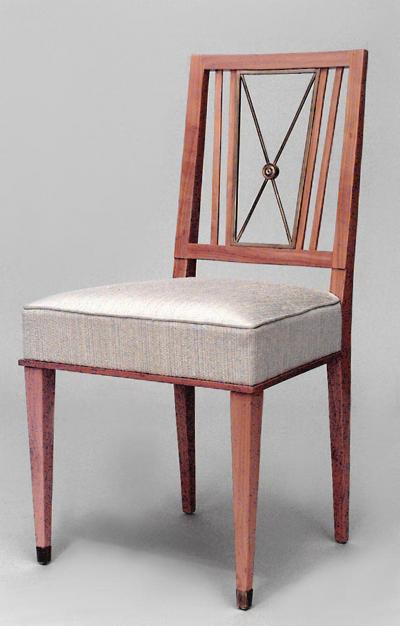 Set of 8 French 1940s Brass Maple Side Chairs