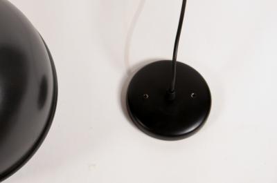 Set of 8 French 60s Black Globe Pendants