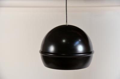 Set of 8 French 60s Black Globe Pendants