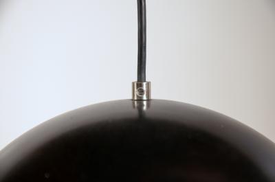 Set of 8 French 60s Black Globe Pendants