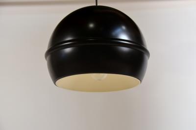 Set of 8 French 60s Black Globe Pendants