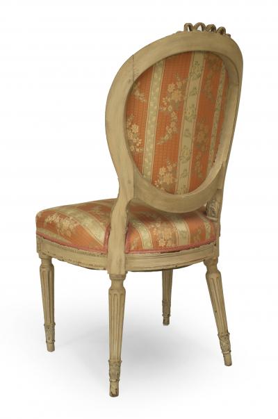 Set of 8 French Louis XVI Damask Dining Chairs