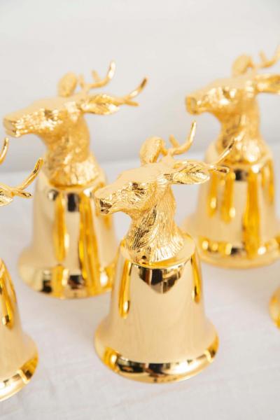 Set of 8 Gold Plated Stirrup Cups Goblets with Animal Heads Stags