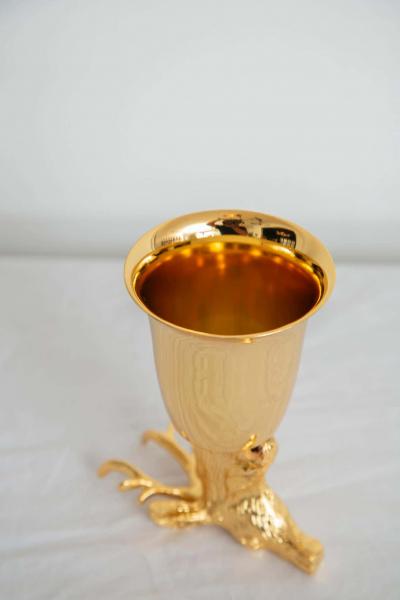 Set of 8 Gold Plated Stirrup Cups Goblets with Animal Heads Stags