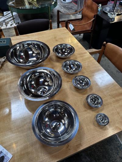 Set of 8 Italian Silver Decorative Bowls 1980s
