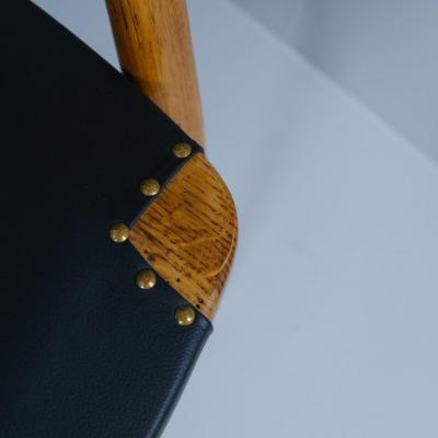 Set of 8 Lasse Ollinkari Dining Chairs in Black Leather Finland 1950s