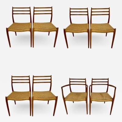 Set of 8 Mid Century Modern Dining Chairs Danish Niels Moller 1950s