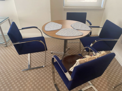 Set of 8 Mies Van Der Rohe for Knoll Flat Bar Brno Armchairs