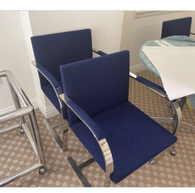 Set of 8 Mies Van Der Rohe for Knoll Flat Bar Brno Armchairs