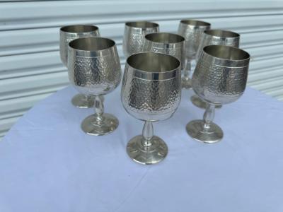 Set of 8 Pura Tin Hammered Goblets