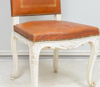 Set of 8 Regence Style Leather Dining Chairs