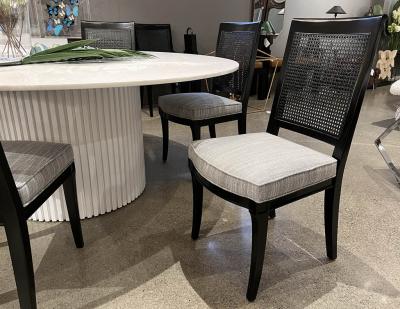 Set of 8 Regency Black Lacquered Cane Back Dining Chairs