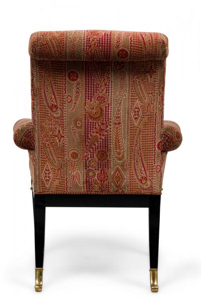 Set of 8 Russian Lacquered Bronze Mounted and Red Upholstered Dining Chairs