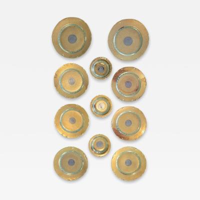 Set of 8 Vintage Bohemian 24kt Gold Platinum Incrusted Wall Plaques 3 Bowls