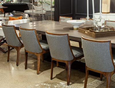 Set of 8 Vintage Curved Back Walnut Dining Chairs by Nienkamper