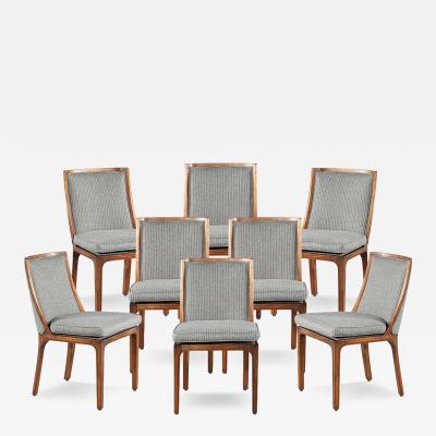 Set of 8 Vintage Curved Back Walnut Dining Chairs by Nienkamper
