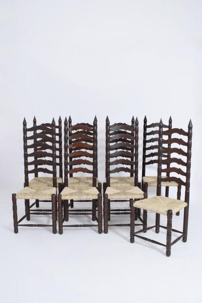 Set of 8 high back chairs 1950s