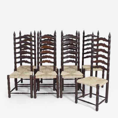 Set of 8 high back chairs 1950s