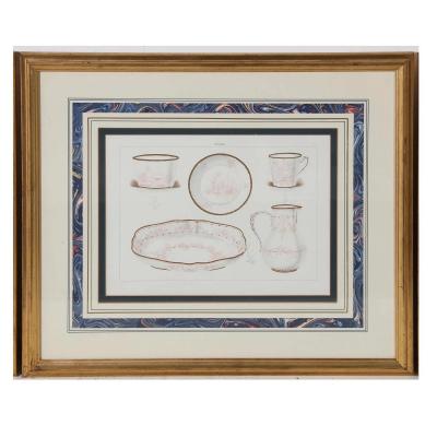 Set of 9 Edouard Garnier Framed Lithograph Prints of Sevres Porcelain