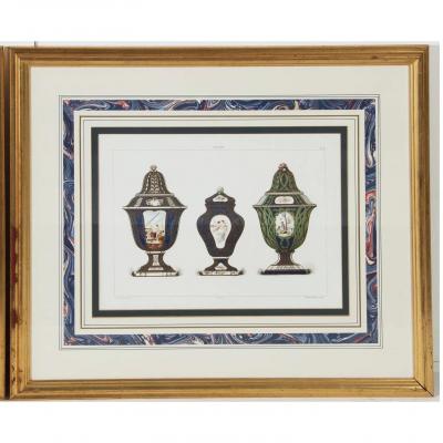 Set of 9 Edouard Garnier Framed Lithograph Prints of Sevres Porcelain