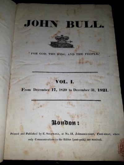 Set of 9 John Bull Annuals from 1820 to 1829