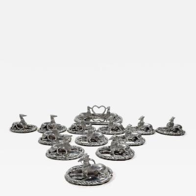 Set of American Sterling Silver Whippet Dog Place Card Menu Holders