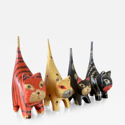 Set of Decorative Folk Art Cats