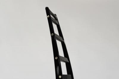 Set of Ebonized Ladder Back Chairs w Brass Accents C 1950s