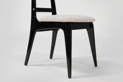 Set of Ebonized Ladder Back Chairs w Brass Accents C 1950s