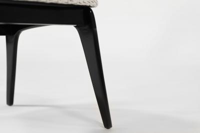 Set of Ebonized Ladder Back Chairs w Brass Accents C 1950s