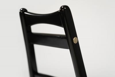 Set of Ebonized Ladder Back Chairs w Brass Accents C 1950s