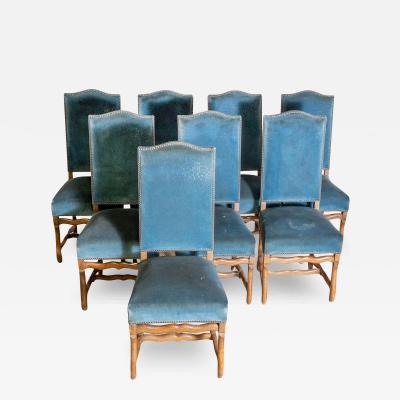 Set of Eight 20th Century French Mutton Leg Side Chairs