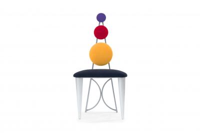 Set of Eight American Multicolored Panel Chairs