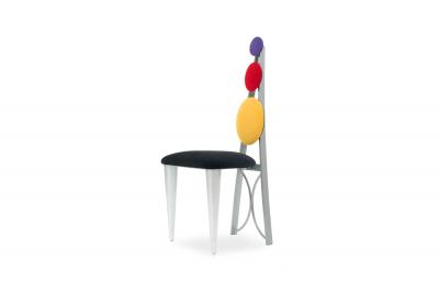 Set of Eight American Multicolored Panel Chairs