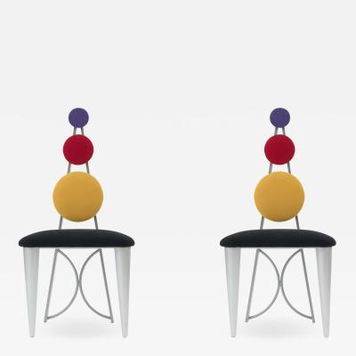 Set of Eight American Multicolored Panel Chairs