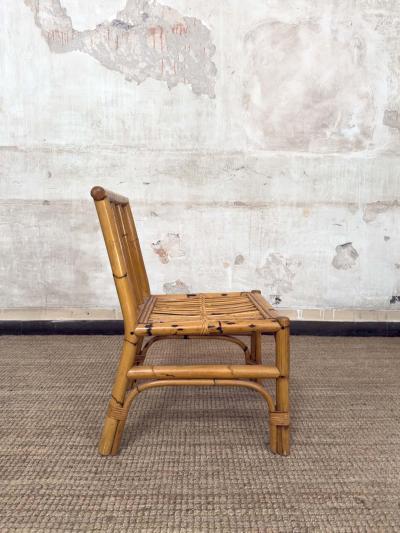 Set of Eight Bamboo and Wicker Chairs Italy 1970s