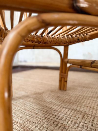 Set of Eight Bamboo and Wicker Chairs Italy 1970s