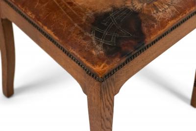 Set of Eight Belgian Art Nouveau Leather Chairs