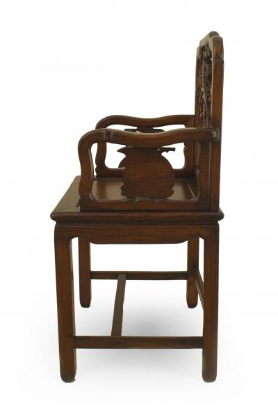 Set of Eight Chinese Rosewood Carved Arm Chairs