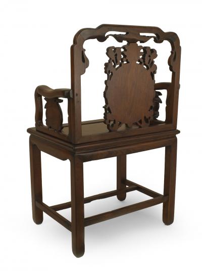 Set of Eight Chinese Rosewood Carved Arm Chairs