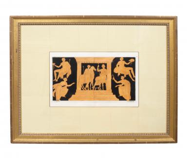 Set of Eight Colored Engravings Of Etruscan Vase Designs After William Hamilton