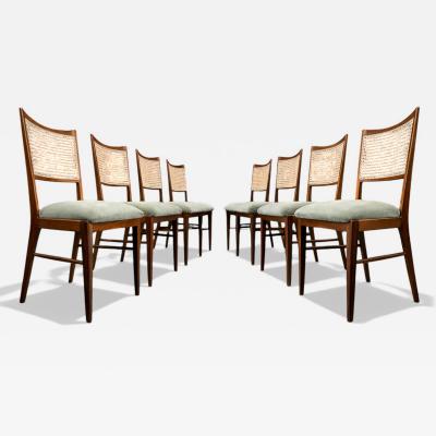 Set of Eight Dining Chairs in Caviuna Cane Sage Chenille 1960s Lot 221 876
