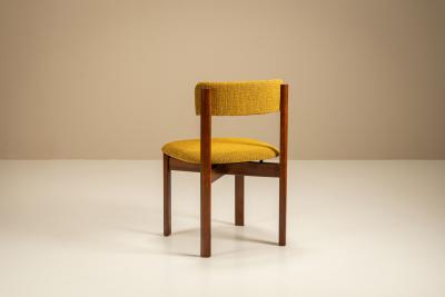 Set of Eight Dining Room Chairs in Newly Upholstered Ocher Fabric Italy 1970s