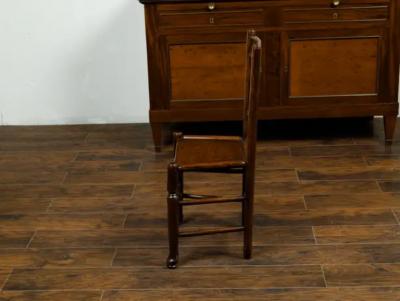 Set of Eight English 1880s Oak Dining Room Side Chairs with Spindle Motifs